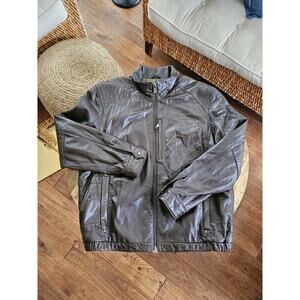 Marc New York Andrew Marc Leather Jacket Mens XL Brown Motorcycle Style Full Zip